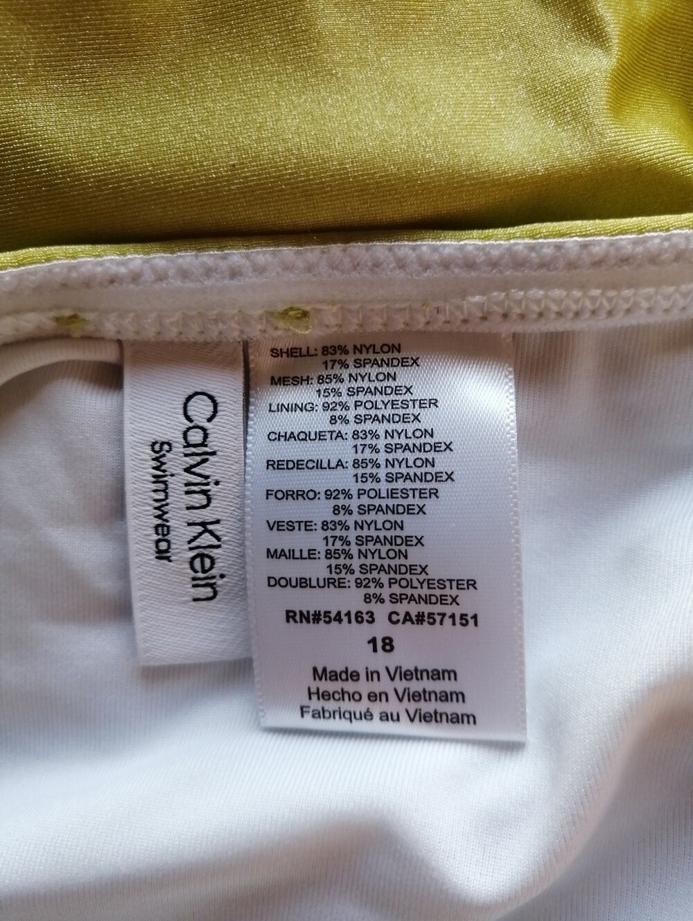 Calvin Klein Ruched One-Piece Swimsuit Plus Suze 18 Chartreuse Lime Green Colour - Picture 10 of 13